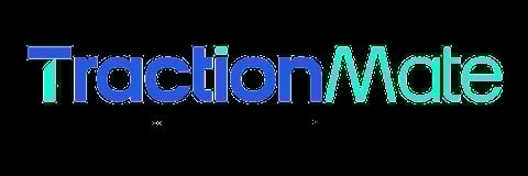 TractionMate logo with blue and cyan gradient text on black background